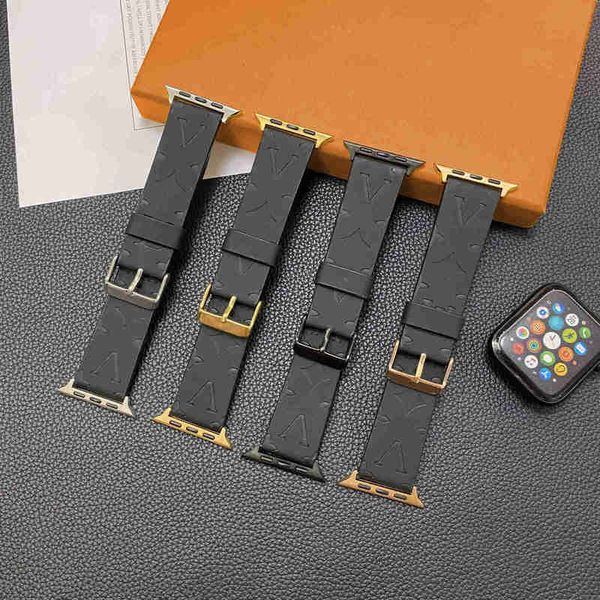 Smart Straps designer Apple Watch Band 38 40 41 42 44 45 49 mm Black emed Wat Strap Wristband For Iwatch 8 7 6 5 4 SE Designer Watchbands 7G9C