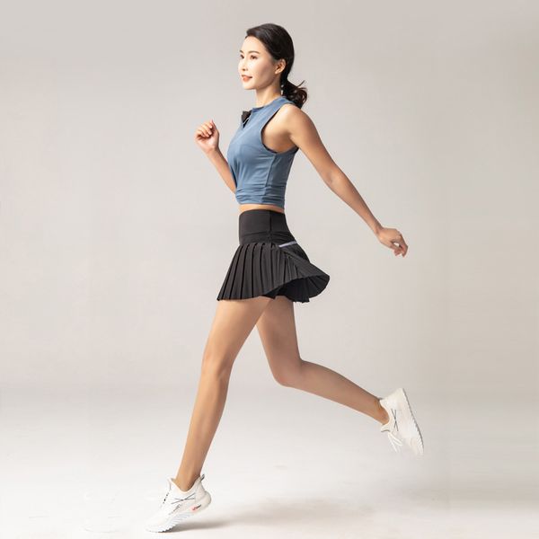 fashionable and versatile tennis yoga skirt sporty and casual pleated skirt