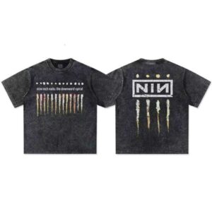 2025 Summer 9inch Nail Print Men's Casual Style American 300g Heavyweight Pure Cotton Cross-Border Short Sleeve T-Shirt