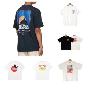 New Rhude Luxury Brand Rhude Shirt Men T Shirts Designer Men Shirt Men Shorts Print White Black S M L XL Street Cotton Fashion Youth Mens Tshirts Tshirt Summer