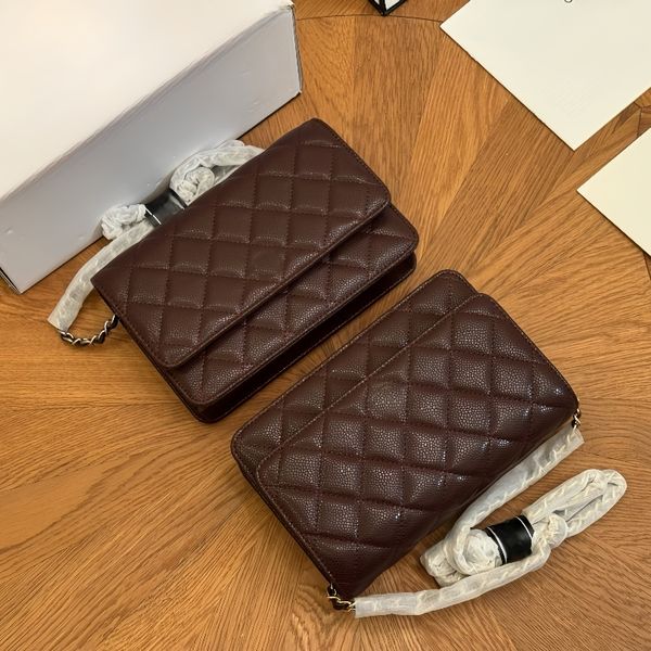 Designer shoulder bag fashion chain bag caviar crossbody bag high quality rhombus leather bag vintage alphabet bag metal logo luxury bag casual party bag classic bag