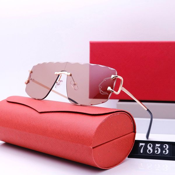 Retro Oversized Sunglasses Designer Sunglasses for Women Men Frameless Glasses Casual Goggle Adumbral Translucent Lens Vintage Eyeglasses