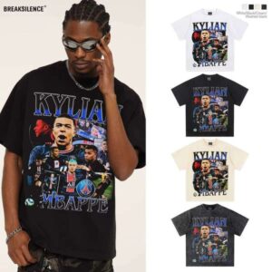 2025 Cross-Cultural New Mbappe Football Print Hip-Hop Thick Small Neckline 100% Cotton Knit