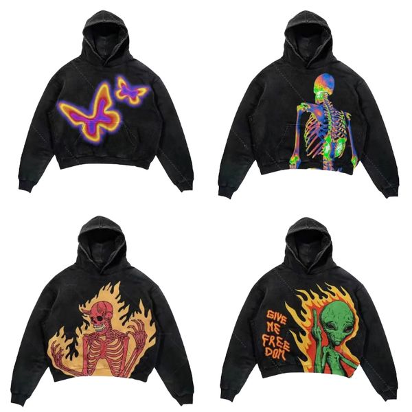 skull hoodie mens hoodie sweatshirts designer womens sweater harajuku retro Y2k hoodie streetwear gothc alphabet blast print skull patten shirt asian size s-3xl