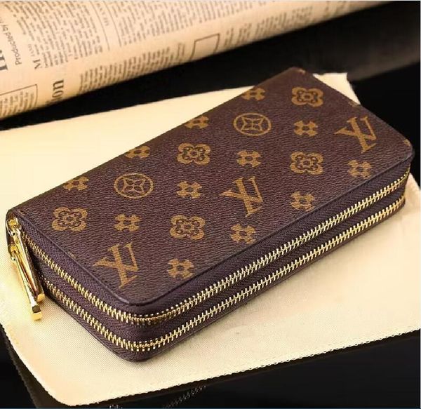 Designers Double ZIPPY WALLET 60017 Single Zipper Wallet Women Genuine Leather Wallets Clutch Long Classical