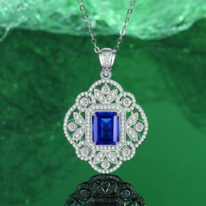 925 Sterling Silver Multi-Color Gemstone Necklace with Emerald, Ruby, and Sapphire Pendants for Women, Vintage-Inspired Luxury Jewelry