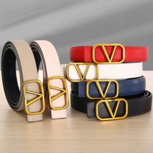 New designer fashion V letter buckle genuine leather 2.5cm width designers casual belt girdle waistband belts for man and womens