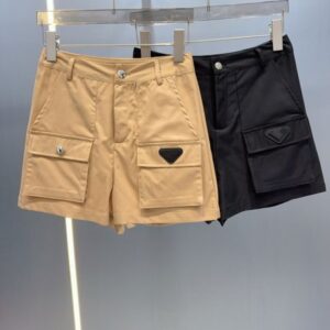 Women's Shorts Designer Classic age reducing fashionable slimming workwear shorts in black khaki color