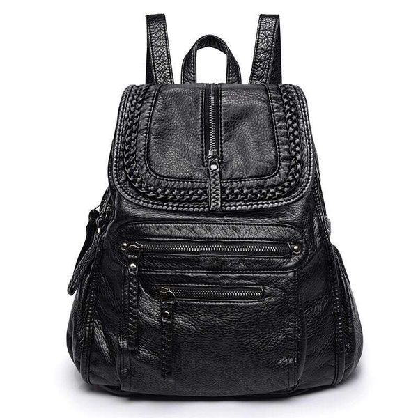 Backpack women 2025 new version versatile large capacity internet famous backpack soft leather outdoor leisure book bag