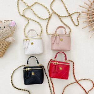 Children dia lattice quilted handbags INS girls metals chain one shoulder box bags kids PU leather crossbody princess bag Z7092