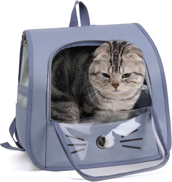 Pet Backpack Small Cats, Portable and Foldable Backpack, Carry Bag Cats Dogs up to 10 kg, Breathable Cat Dog Bag, for Travel, Walks
