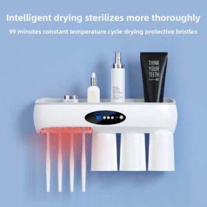 Toothbrush disinfector Smart UV Sterilized Toothbrush Holder Sanitizer Magnetic Suction Mouthwash Cup Drying Storage Luxury Style toothbrush storage rack