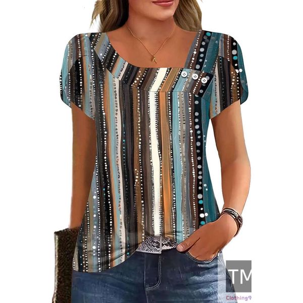 Womens Petal Sleeve Tops Summer Trendy T Shirt Casual Loose Square Neck Button Blouse Tees