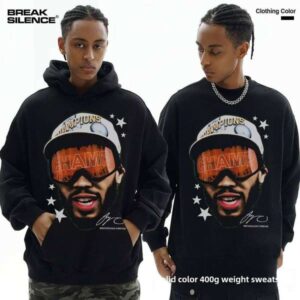 Tatum Unisex Big Head Celebrity Print Crossover Heavyweight American Street Style Puff Fashion Hoodie