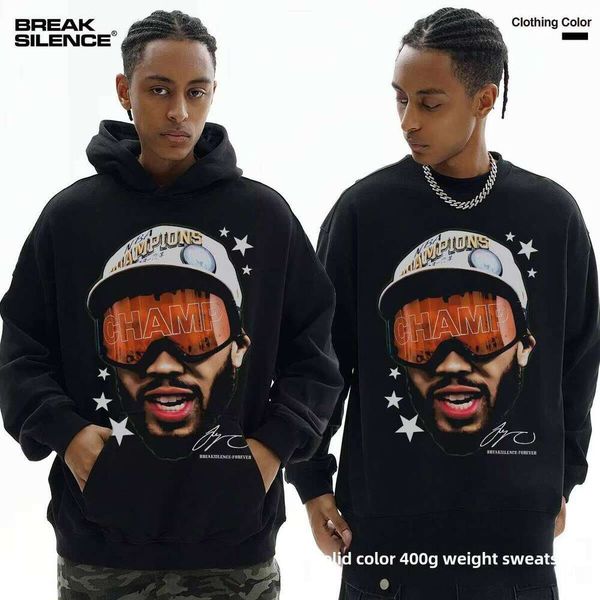 Tatum Unisex Big Head Celebrity Print Crossover Heavyweight American Street Style Puff Fashion Hoodie