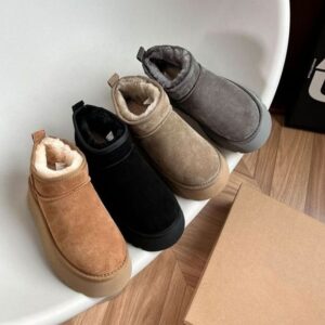 2024 New Arrival Winter Ultra Mini Platform Boot Designer Ankle Snow Fur Boot Brown Australia Warm Booties For Woman Real Leather EU35-43