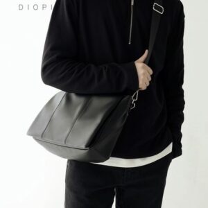 New men's trendy commuter crossbody bag with high-end feel large capacity leather shoulder bag casual mailman bag for men