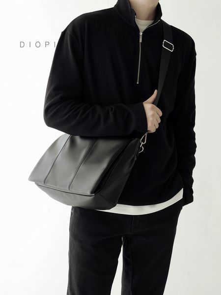 New men's trendy commuter crossbody bag with high-end feel large capacity leather shoulder bag casual mailman bag for men