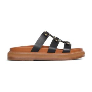 2024 New luxury Designer Slippers sandal Summer beach womens Leather Sliders Casual shoe gladiator Flat sandale fashion black brown pool slide Slipper gift box