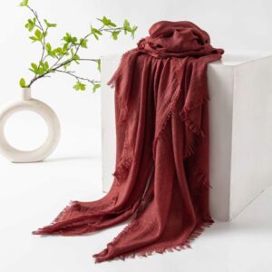1-455 Pink and brown warm neck scarf long shawl