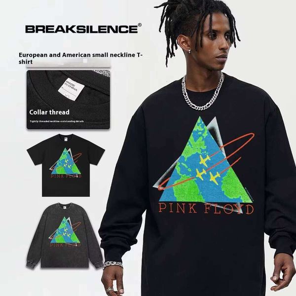 Autumn Winter Oversized Wool Sweatshirt with Triangle Print Heavy 100% Cotton Beauty Trend Crossover