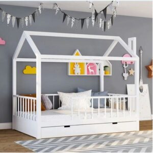 New 2025 Girl Solid Pine Wood Kids Single Bed Children Bedroom Furniture Toddler House Bed Kids Bunk Beds