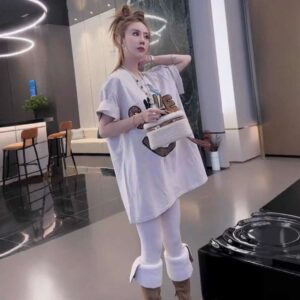 Plus Size Women's Clothing 1.0-150kg Heavy Embroidery Sequin Short Sleeve T-Shirt Casual Loose Slimming Multi-process clothing