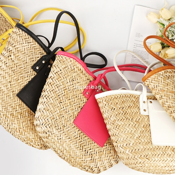Designer Women's Bag Straw Woven Bag Luxury Diagonal Cross Woven Handbag Large Capacity Women's Retro Beach Bag High Quality Mini Handheld Shopping Bag