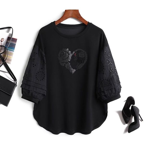 Chic Half-Sleeve Blouse for Ladies Featuring Delicate Lace Details