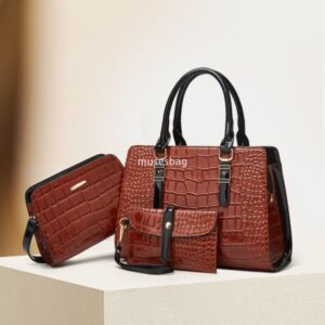 European and American women's designer retro fashion large capacity lightweight color matching mother and child bag three piece set portable one shoulder diagonal