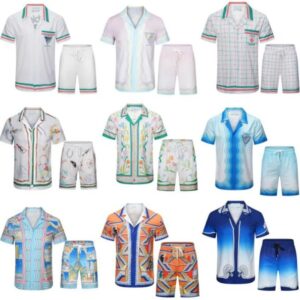 T shirt button Silk mens shirts designer tshirt mens shorts Hawaiian Casual Shirts Suit summer designer Fshion Loose Shirt beach Short Sleeve Suits Mens clothing