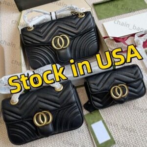 designer bag 2025 Shoulder Bag Classic Cross body Gold Chain Cowhide Flap 3 Sizes Available Black High Quality Lining Luxury Handbag Wallet Fashion Marmont bag
