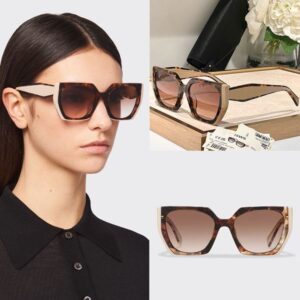 New ColorOpaque Gradient Dark Brown Lens for Womens Designer Leisure Sunglasses PR15 Acetate Fiber Frame with Brand Logo High Quality Womens Sunglasses