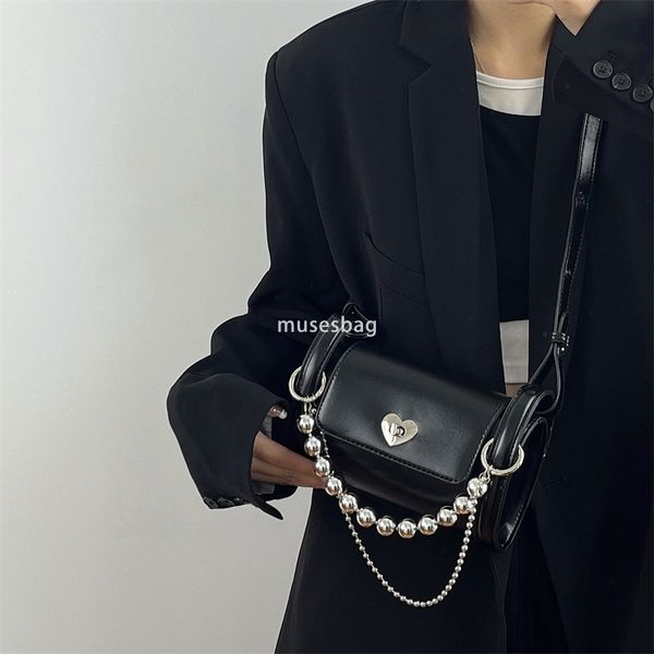 High quality niche design spicy girl lock buckle, love chain cylindrical bag women's new high-end feeling single shoulder crossbody bag trendy travel handbag