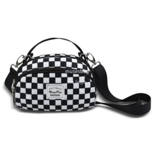 Casual simple hand bill of lading shoulder bag with Korean version of black and white checkerboard crossbody bag ins trend student small bag