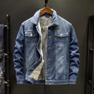 Thick denim coat for men autumn and winter new lamb men's casual jacket warm cotton-padded jacket m017
