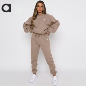 Tracuits Two 2 Piece Set Autumn Winter Women Casual Solid Sporty Hoodies Jacket and Pants Suit Sportswear Trouser Yoga Outfits