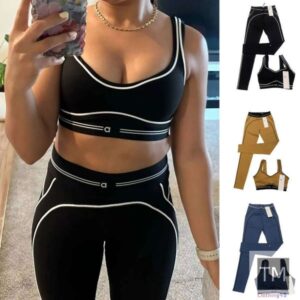2025 Set Seamless Tops Sports Heart Throb Bra+Leggings High End White Striped Low Back Dance Yoga Outfits Summer Women's Running Fiess Pilates Muse Suit