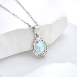 Sterling Silver Teardrop Moonstone Necklace Women's Fall and Winter Niche Premium Feeling Collarbone Chain