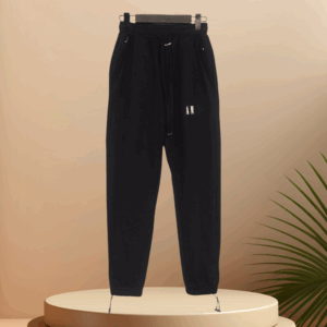 Stylish Men's Designer Pants – Plain Color Embroidered Joggers with Elastic Band at Waist