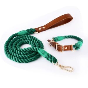 Knitted cotton rope pet collar set leash medium large dog