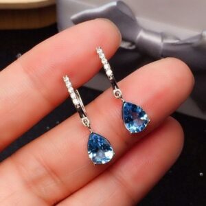 In Stock 2025 Eco-friendly Brass Synthetic Topaz Earrings Luxury Water Drop Ear Drops Beautiful Fashion Exquisite Simple Jewellery
