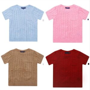 Women T-Shirt Designer Pony Soft Cotton Knit Tee Cardigan Style Short Sleeve Button Detail Slim Fit Daily