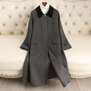 D10304 Double-faced wool coat for women 2024 autumn and winter new style over the knee loose temperament Korean version woolen coat for women