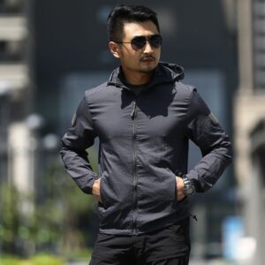Summer Jacket Men Thin Hooded Raincoat Tactical Breathable Quick Dry Lightweight Hiking Jacket Waterproof Clothes