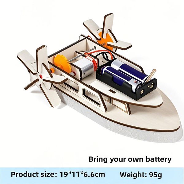 Electric paddle ship technology small production science experiment teaching toys young children DIY simple children children's holiday Christmas gift