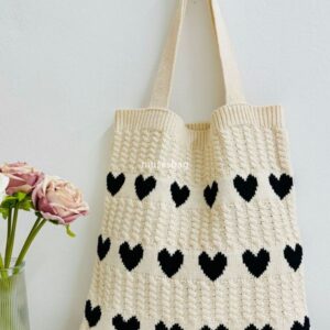 New Instagram minimalist and stylish bag knitted bag love bag woolen woven bag commuting high-capacity tote bag women bag