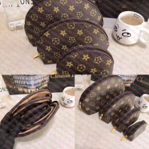 Designer 4-piece set Women Lipstick Makeup Beauty Case Toiletry Toilet Pouch Travel Bag Mini Pochette Purse