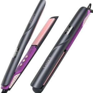LANDOT Flat Iron Hair Straightener 1-inch: Straightener and Curler 2 in 1 – Professional Ceramic Straightening Curling Iron for Straighten Curl Wave Hair QF-Z300