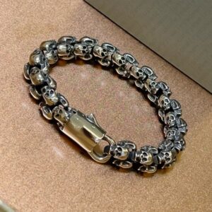 Designer Bracelet Luxury Bangle Bracelet Jewelry Jewellery Sterling Silver Skull Bracelet Chunky Bracelet Punk Style Cuban Link Bracelet Heavy Men Women Gift